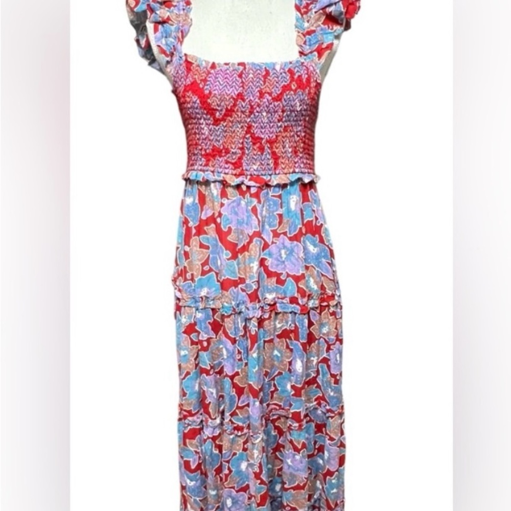 Anthropologie, Love The Label Bouquet Smocked Sundress with Flutter Sleeves